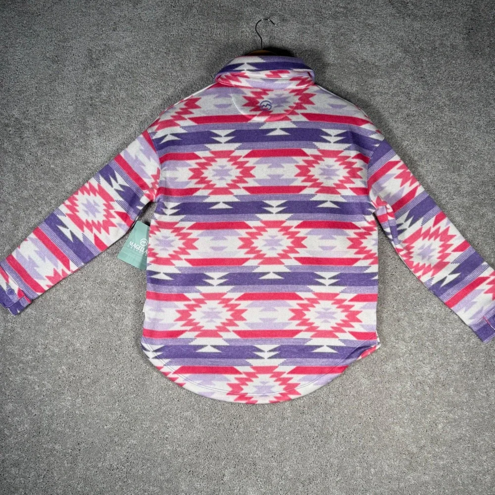 NWT Magellan Outdoors Girls 12-14 Aztec Fleece Pullover Pink Purple Southwestern